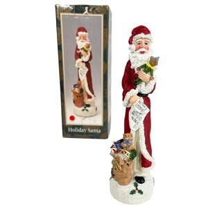 Holiday Santa Pencil Figurine 8" Santa's List Toy Bag Christmas Decor Jcp Box